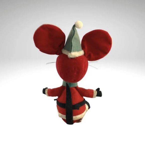 Dakin Dream Pets Christmas Mouse Santa Red Suit Green Hat Kitschy MCM VTG 1960s - Picture 3 of 9
